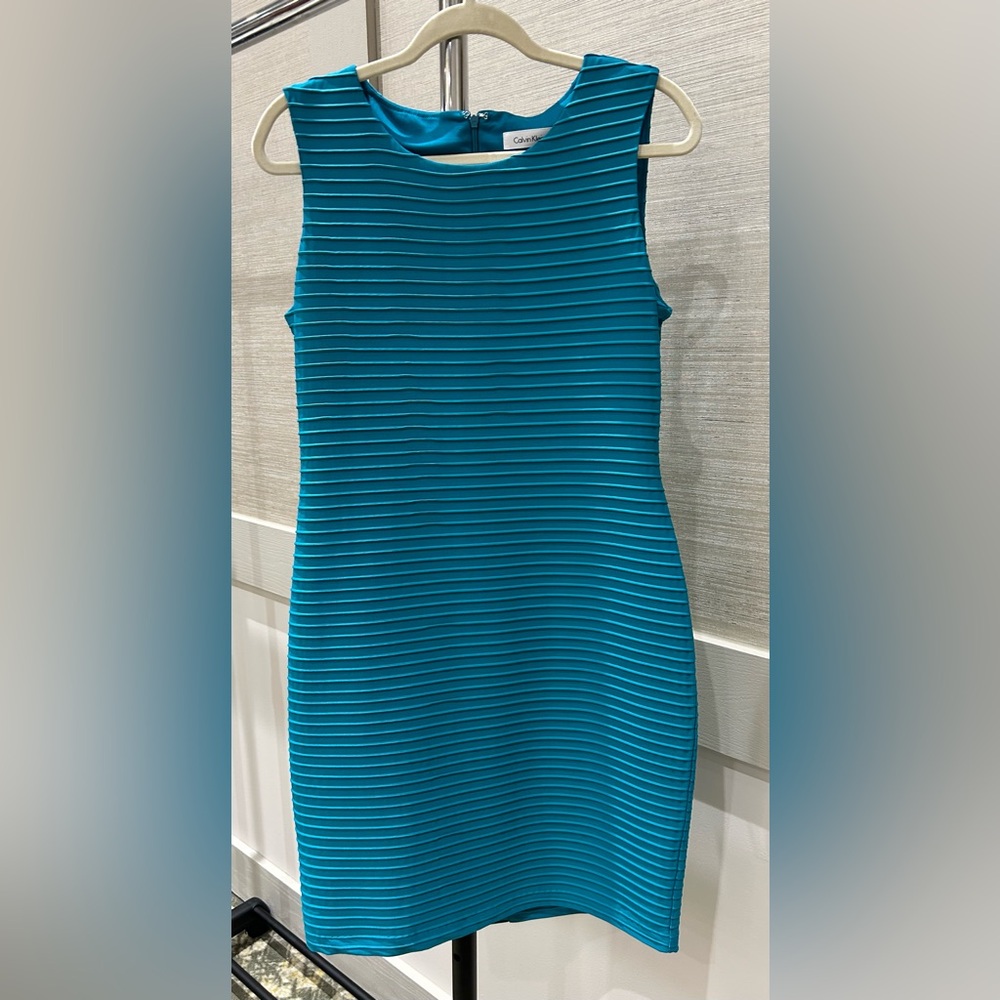 Calvin Klein Blue Ribbed Sheath Dress